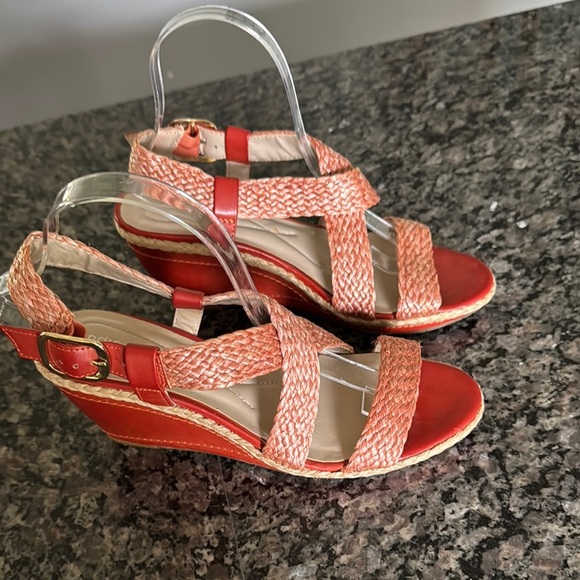 Andrew Geller Wedge Sandals with rafia Braided Straps EUC 8 - Picture 3 of 10